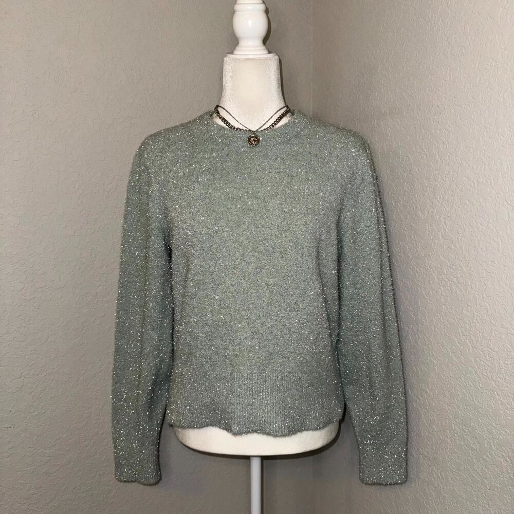 Old‎ Navy Eyelash Shine Sweater Women’s Medium Green Long Sleeve Pullover Casual